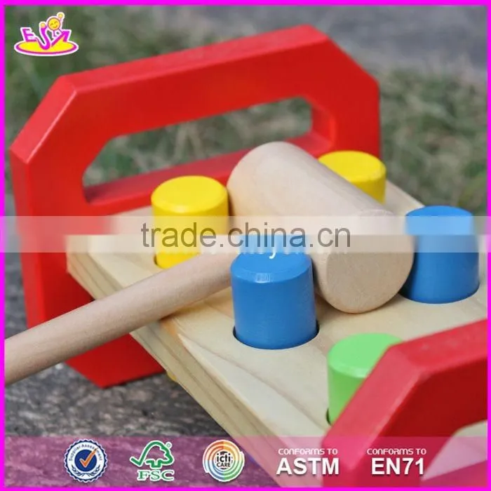 2017 new design baby funny toy wooden pound a peg W11G036