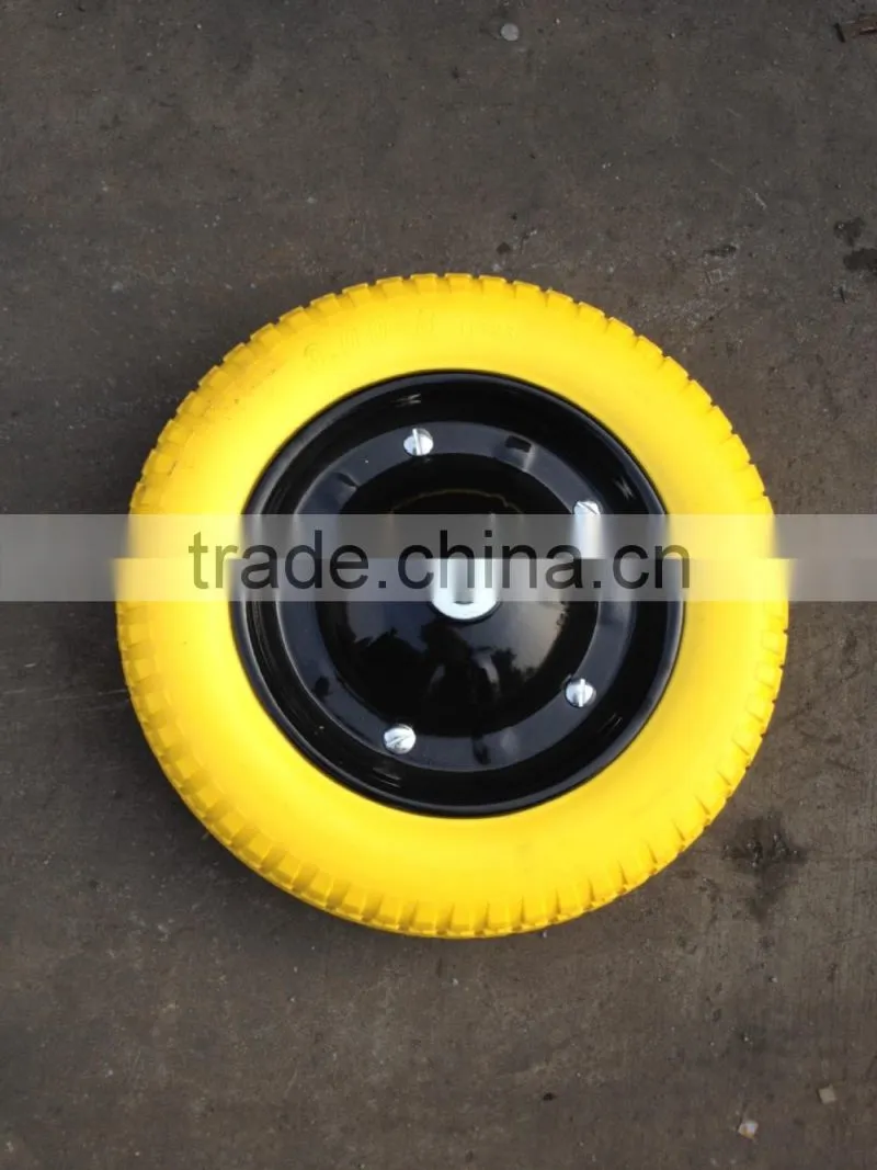 solid rubber powder wb6400 15"x3"" model wheel with solid axle good quality spoke rim