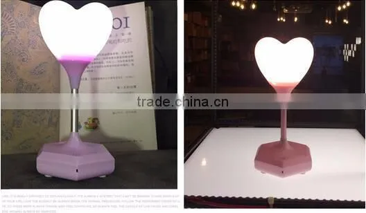 2017 new Rechargeable usb 1500mah romantic love heart shape led night light