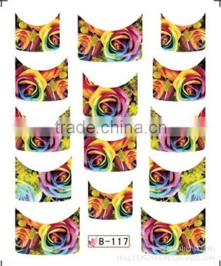 French half watermark fiower painting nails stick ,DIY Fashion Nail art