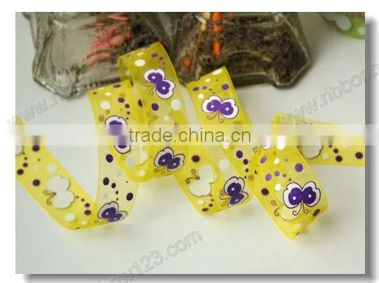 printed organza ribbon fabric painting flowers