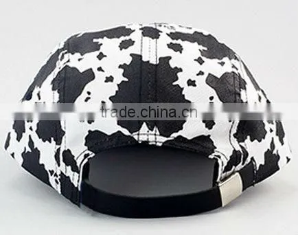 Flat brim adjustable custom 5 panel zebra print hats