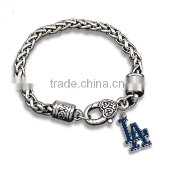 European style twist bracelet Fire girl heart charms bracelet unique design alloy charm chain bracelet