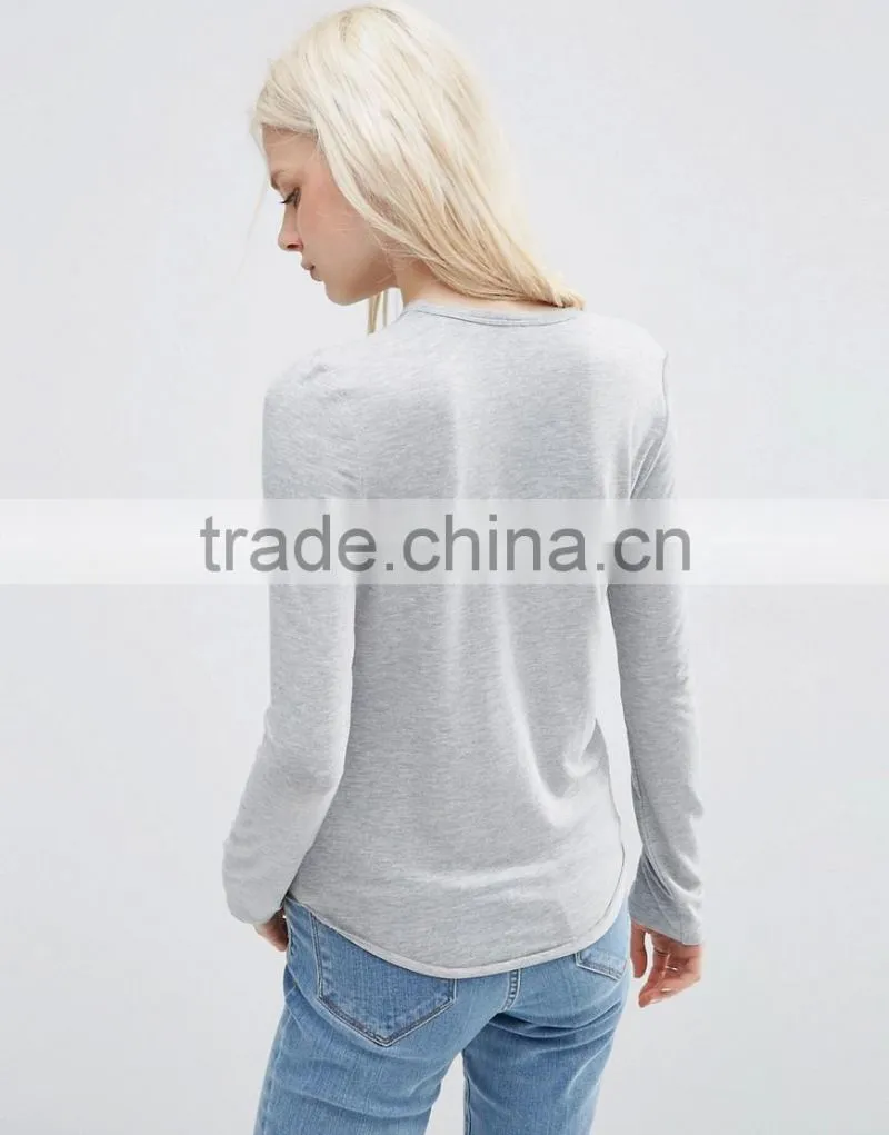 2016 hot sale women blank long sleeves girls favorite T-shirt