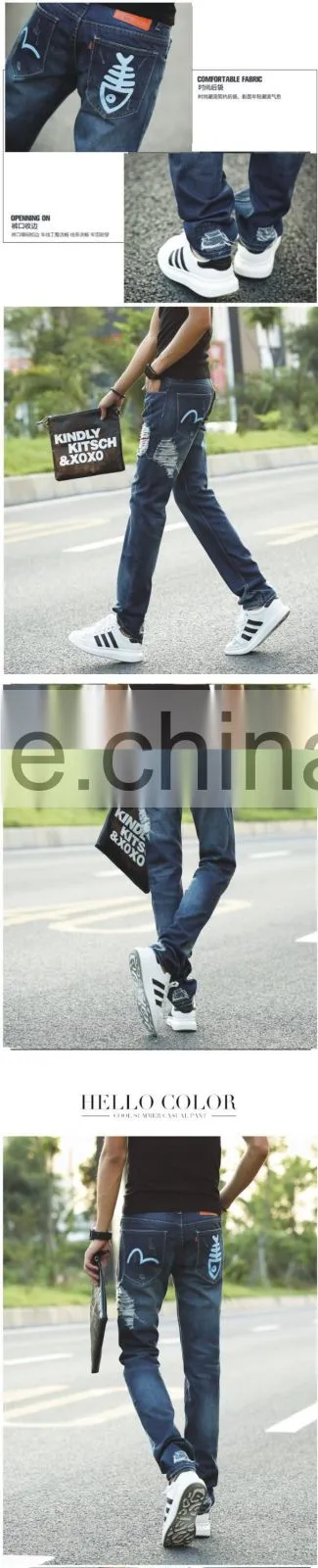 New Design Hole Jeans Men Distressed Ripped Pants