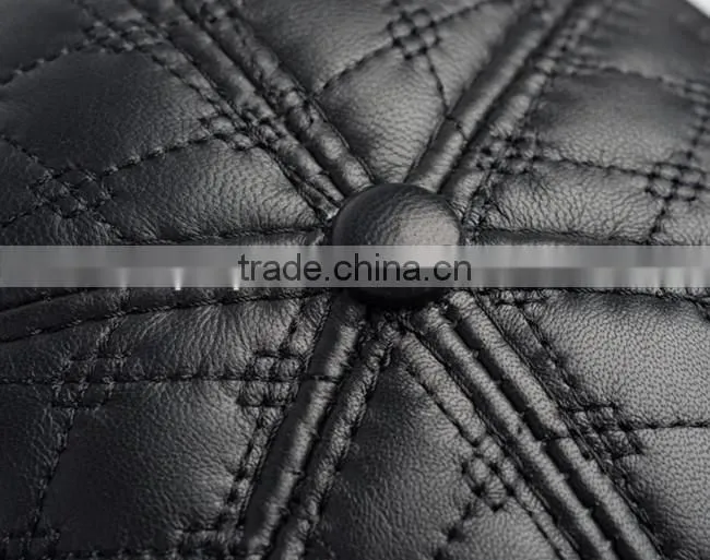 fashionable black genuine leather baseball hat cap