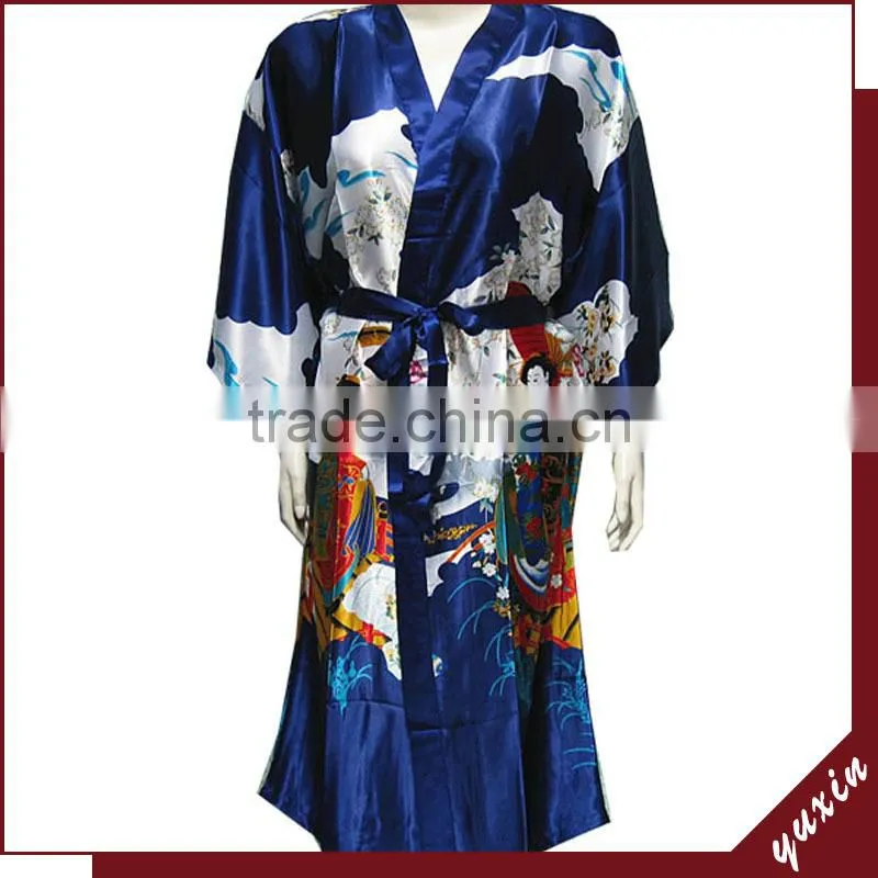 Wholesales silk Peacock Women Silk Kimono Long Robe WR018
