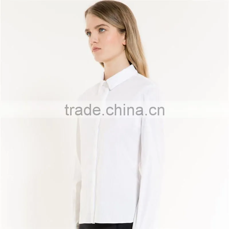 Concealed button fastening Straight cut Classic collar poplin shirt