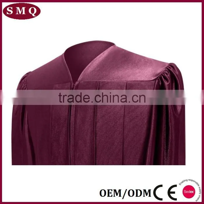 Sturdy zipper Shiny Maroon Choir Robe graduation gown