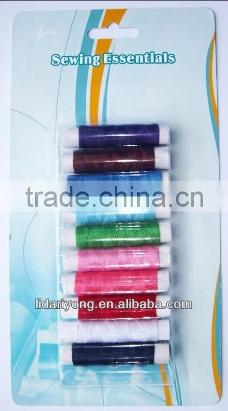 Polyester sewing thread on blister card