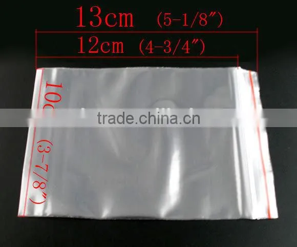 100PCs Transparent Zip Lock Plastic Self Sealing Bags 10x13cm