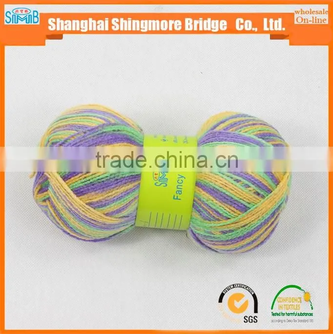 China knitting yarns factory direct wholesale long space dyeing multicolor yarn, acrylic yarn for sweater