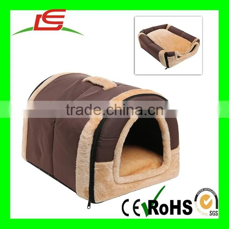 R0924 Deformable brown portable dog house plush with door
