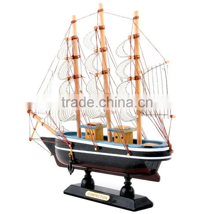 2pc Wooden Sailing Boat Ship Model Decor Collection 6 Tones