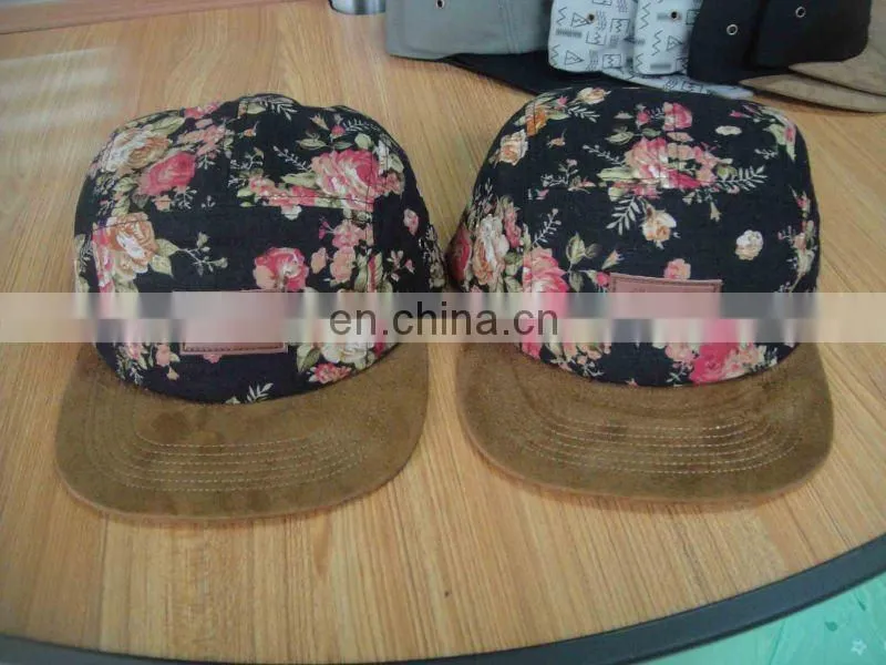 Hot selling flat brim visor fitted 5 panel cap