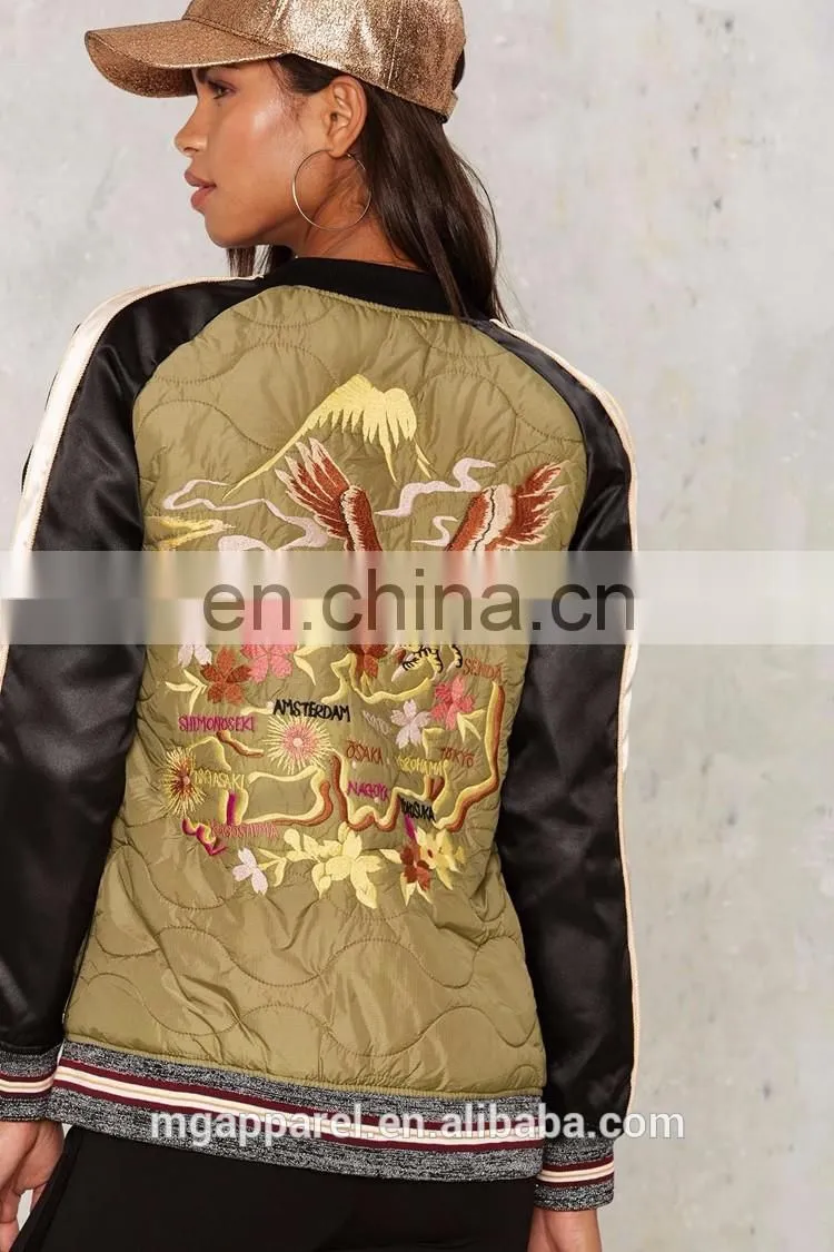 OEM Fashion bomber jacket for women ,embroidered bomber jacket wholesale
