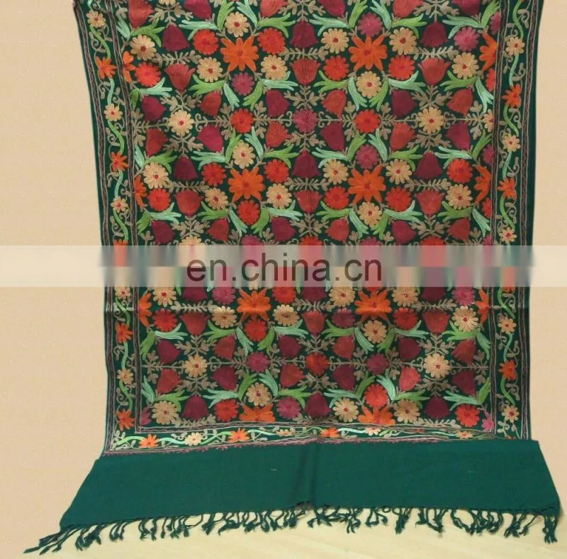 All over embroidered pure wool pashmina shawls