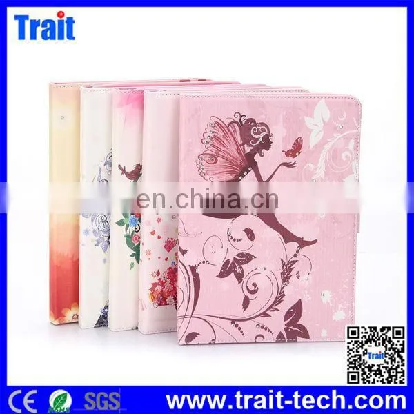 China New Design Popular Wallet Style Diamond Studded Magnetic Buckle Stand for ipad air 2 leather case wholesale
