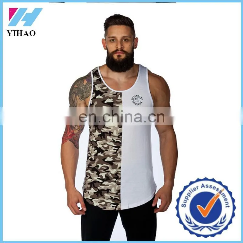 Yihao 2017 Customized trade pannel Vest y back Singlets Tank tops High quality Gym tops mens vest