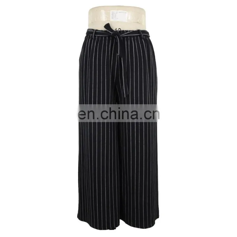 ODM Factory Mature Lady Formal Loose Fit Stripe Trouser