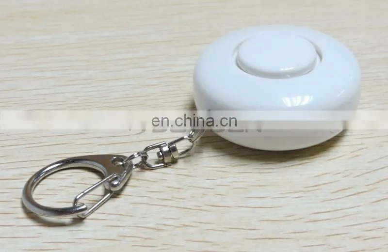 Promotional Gift Round Shaped Mini Keychain Personal Alarm With LED Light