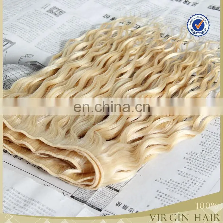 Grade 6 A brazilian remy hair blonde color big curly hair weave