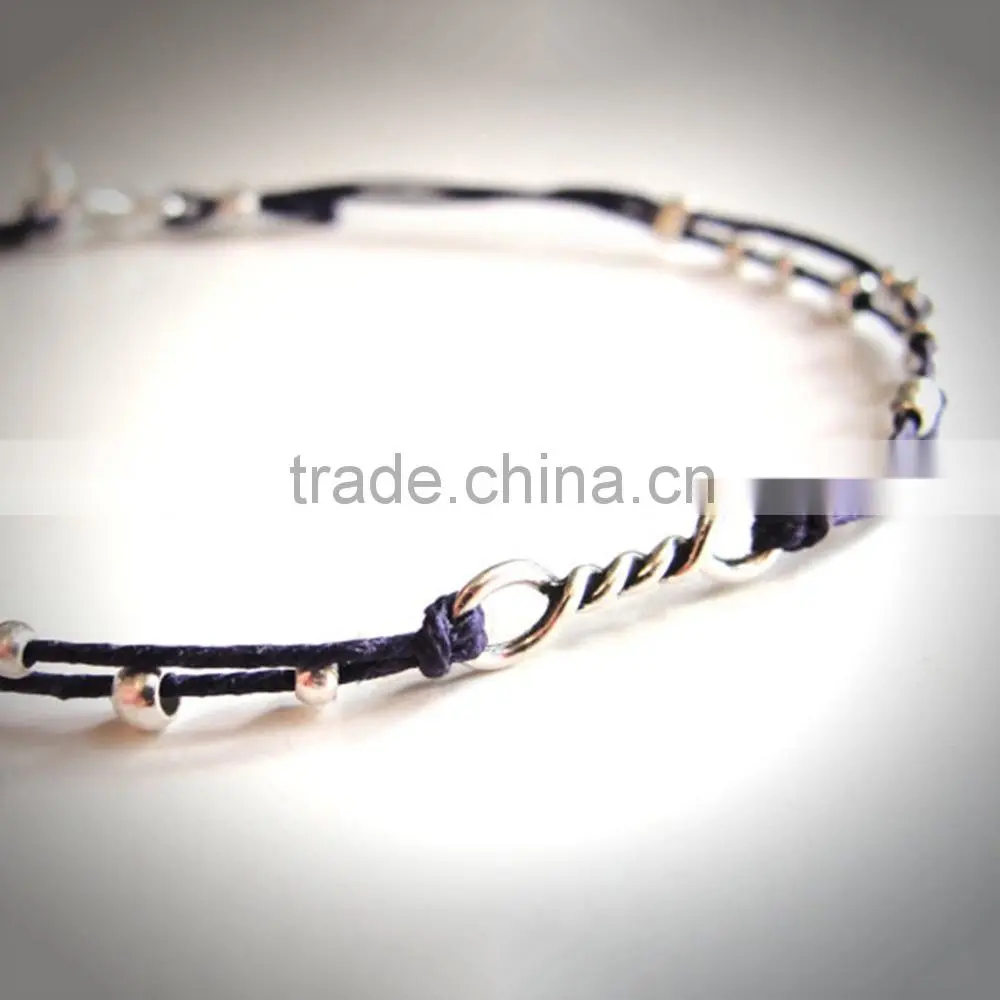 Custom men's courage waxed cotton cord bracelets
