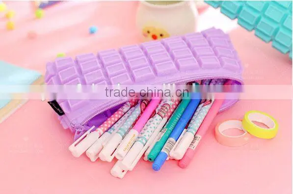 Chocolate shape Custom pencil bag fancy zipper lock pencil bag