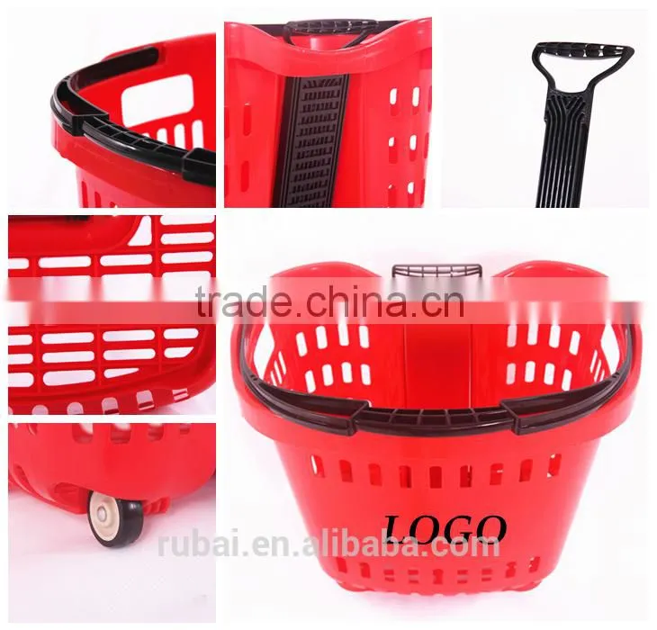 New Design Supermarket Shopping Basket With draw bar