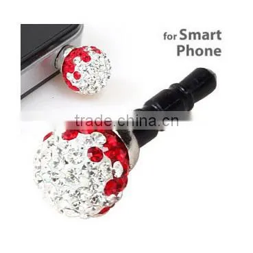 3.5mm rhinestone phone dust plug for Iphone4/5 in shenzhen wholesale