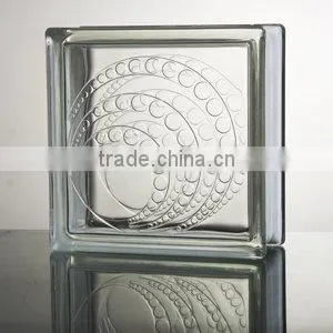 190*190*80mm Colored and Clear Glass Blocks /decorative seawave glass brick