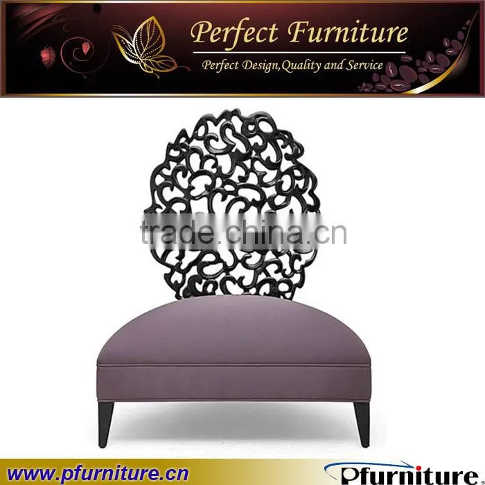 High class hotel wooden chair with velvet fabric