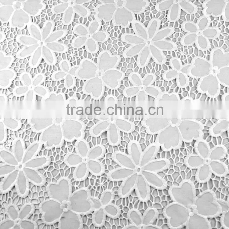 Economical custom design wholesale qmilch embroidery white lace fabric tops for women