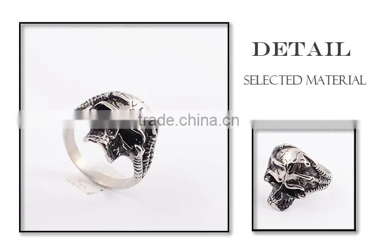 Wholesale turkey ring stainless steel skull head ring for men