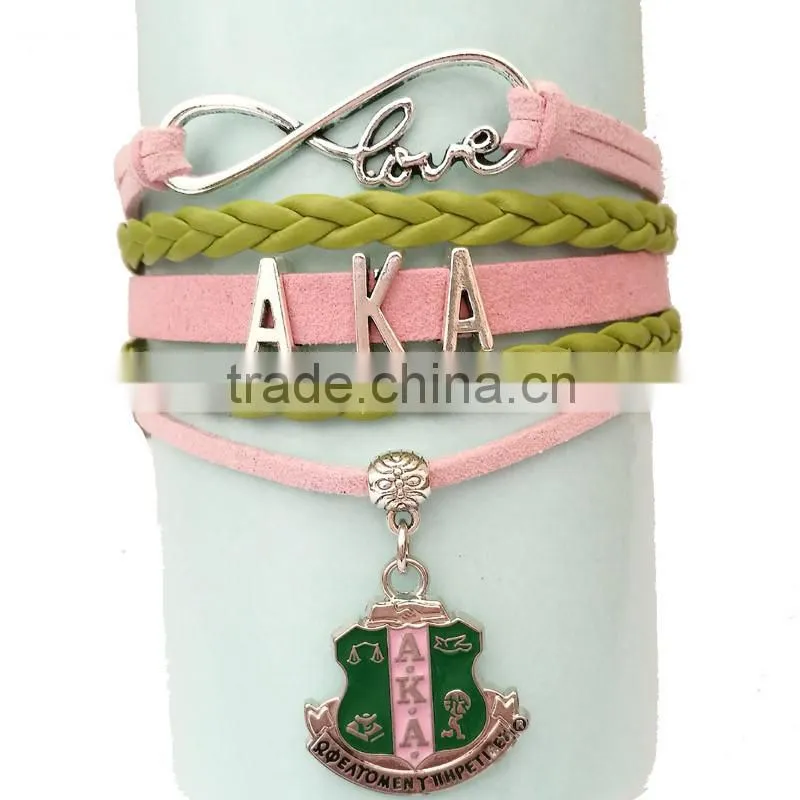 AKA Divine 9 Pearls Pink Green bracelet Jewelry