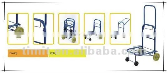 Simple Design Practical Iron 4 Wheels Foldable Blue Shopping Trolley Cart