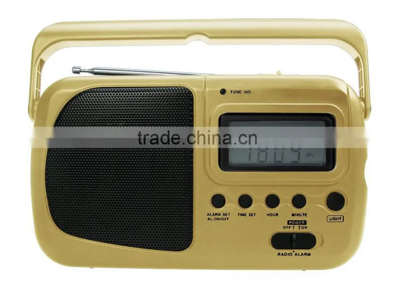 Gold Multiband Portable AM FM Digital Tuning Clock Radio