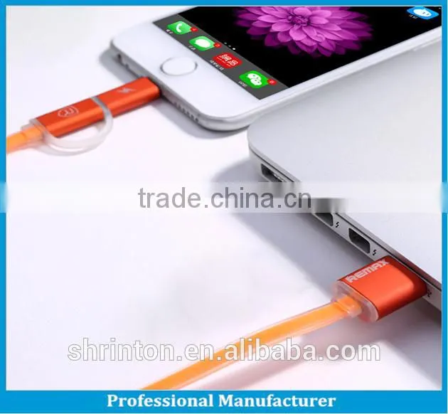 2015 REMAX Hot Sale Charging USB Data Cable 2 in 1 Metal Cable