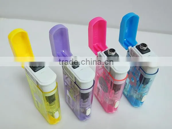 Transparent company brand logo electronic windproof lighter refillable cigarette lighter with led