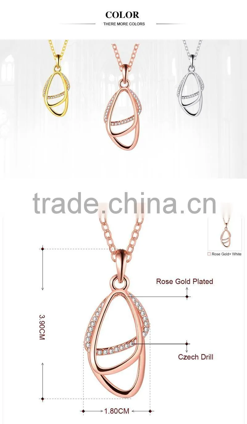 stylish unique geometric oval necklace rose gold plated