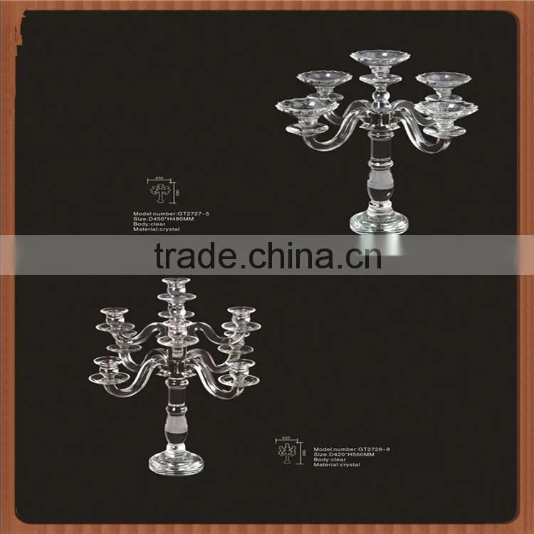table top clear crystal candle holder centerpieces&candle holder 8 arms crystal candelabra