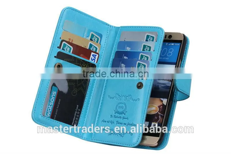 Cheap Crazy Horse Grain 2 In 1 Wallet PU Leather Case With Multi Card Slot For HTC One M9 MT-3657