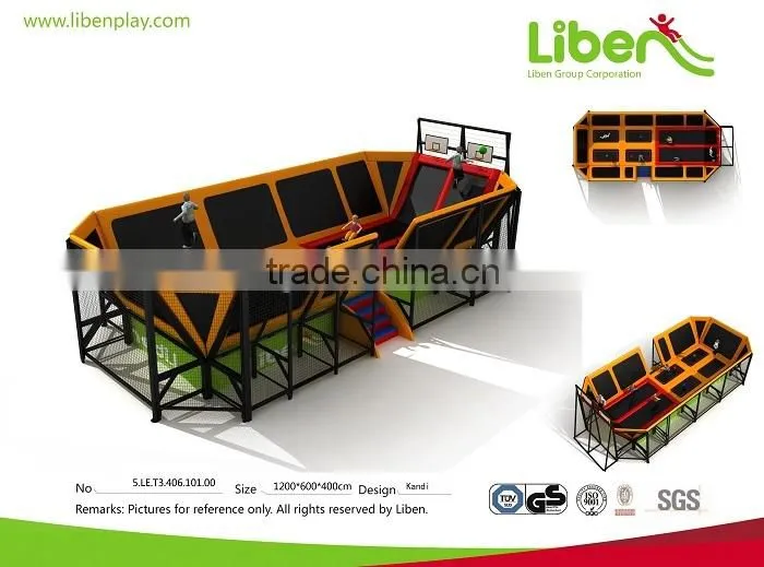 new design Indoor Bounce Trampoline with Basketball hooks