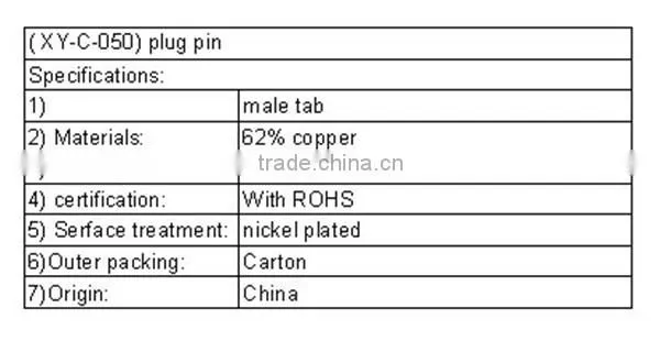 ( XY-C-050) plug pin with UL certification