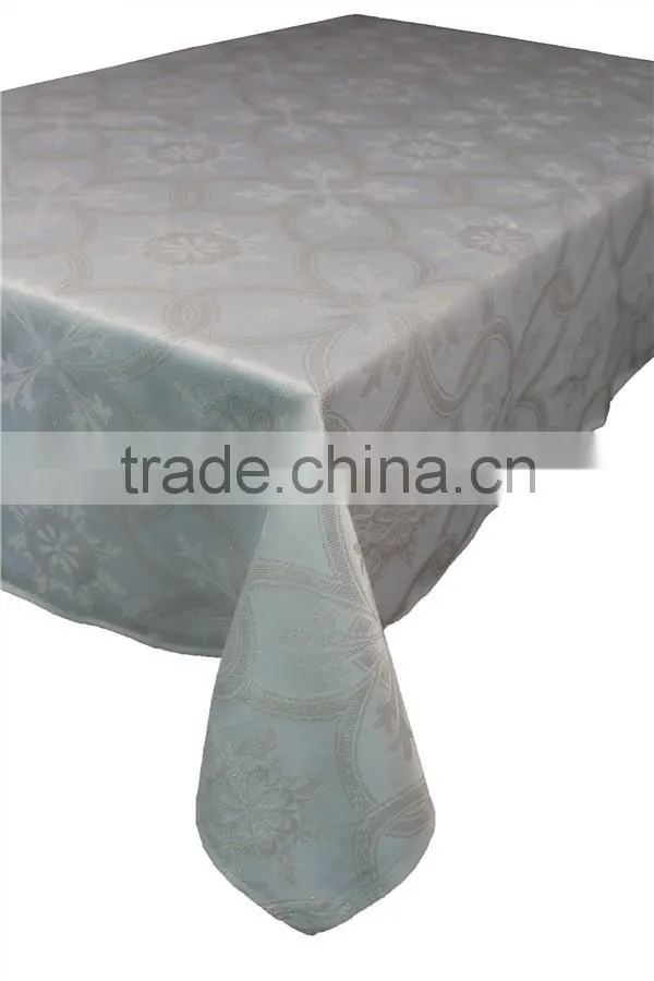 Hot Sale 100% Polyester Elegant White Jacquard Custom Tablecloth