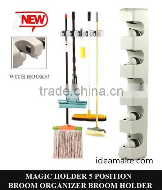 Magic Broom Holder 5 Position Broom Organizer Broom Holder cleaning tools organizer