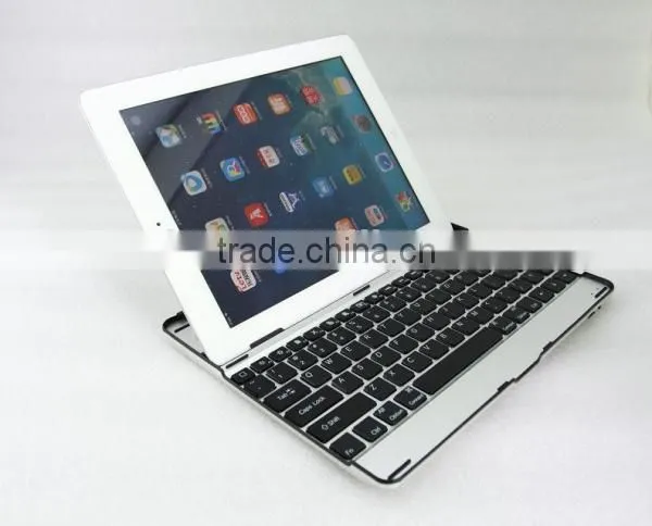 black white Aluminum Bluetooth Wireless Keyboard Case Cover for Apple New iPad 4 3 2+bluetooth wireless keyboard