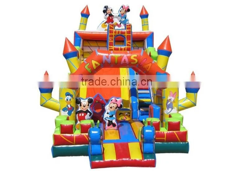 giant inflatable dry slide n cartoon mouse playland for sale