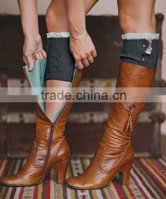 Europe and America Style Lovely Leaves Boot Socks Hollow Diamond Lace Boots Socks