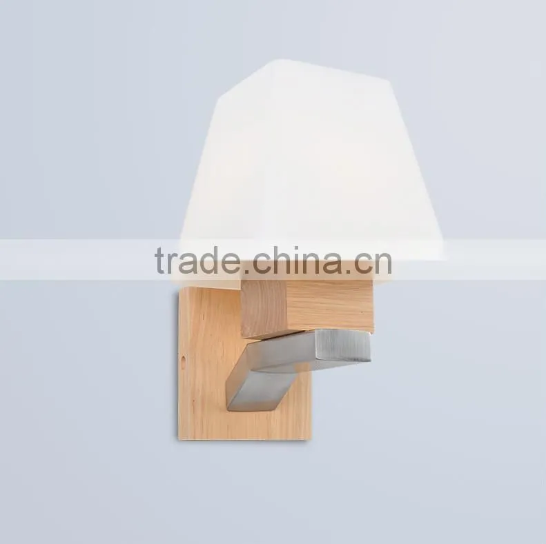 wood wall lamp, style glass shade, wooden base wall light, indoor wall light